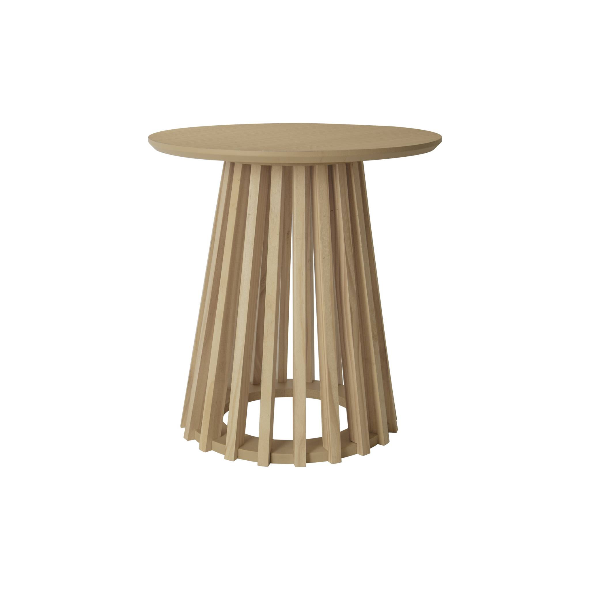 Set de 2 tables basses rondes plateau effet bois chêne et pieds en bois de sapin. Ø40cm et Ø60cm
