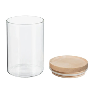 Bocal verre couvercle bois "Hermet" 0.6 L
