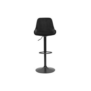 Tabourets de bar design réglables en tissu velours noir et métal noir 360° (lot de 2) HOLO