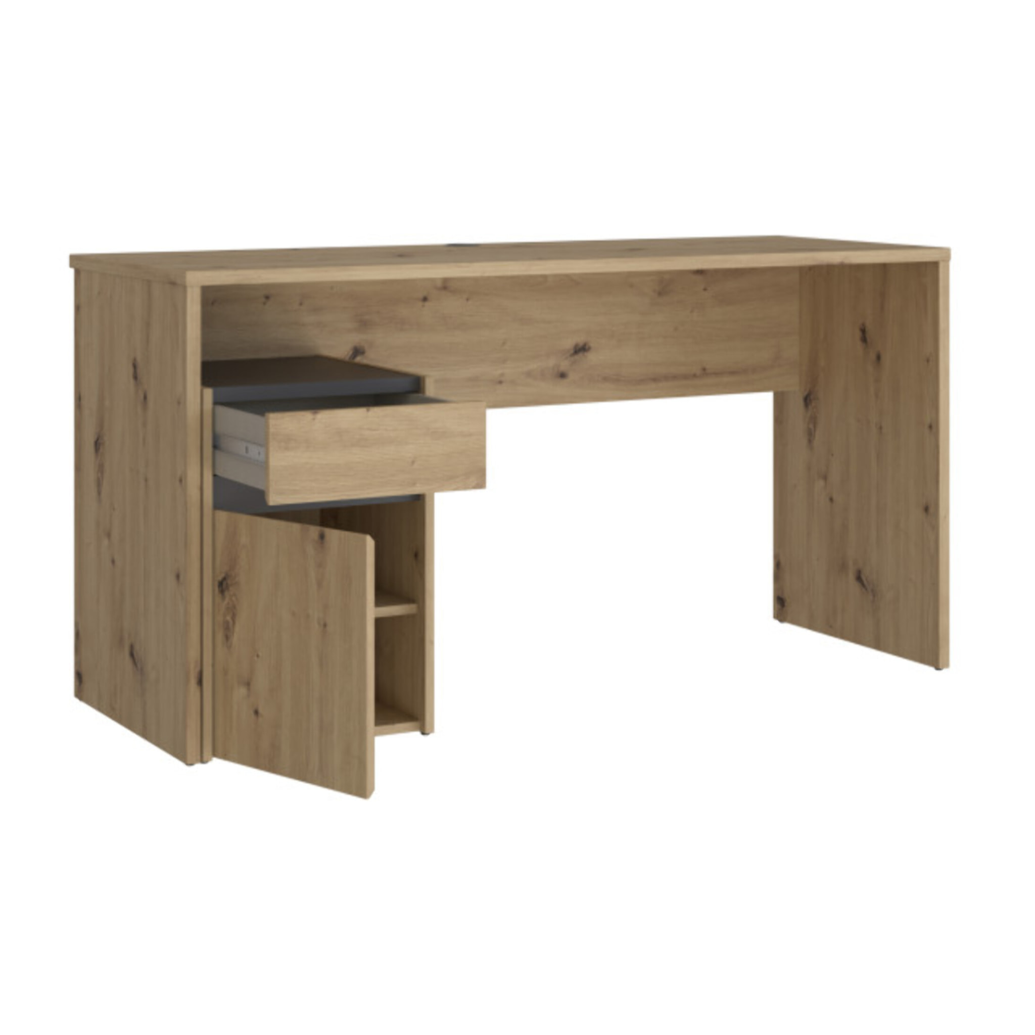 Bureau avec caisson amovible effet bois et gris foncé - L140 CM - KIARA