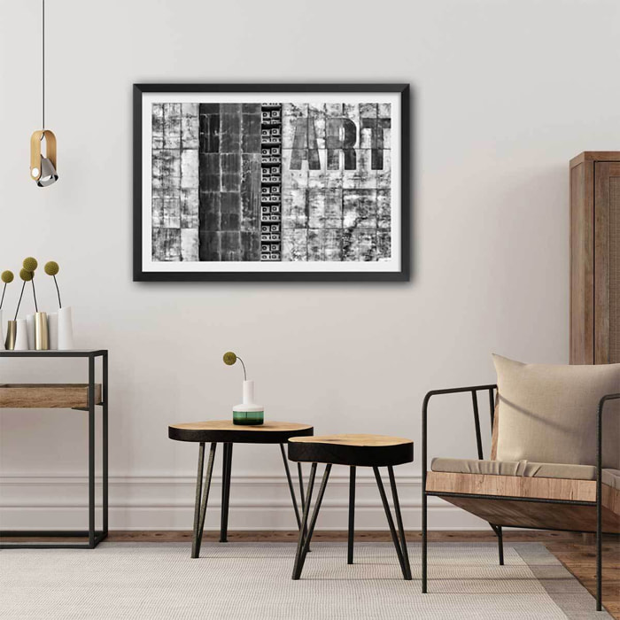 Affiche deco ""Gritty palace"" Affiche + cadre en bois - Noir