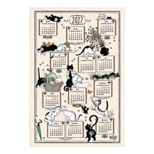 Torchon Dubout Ribambelle chats calendrier 2027