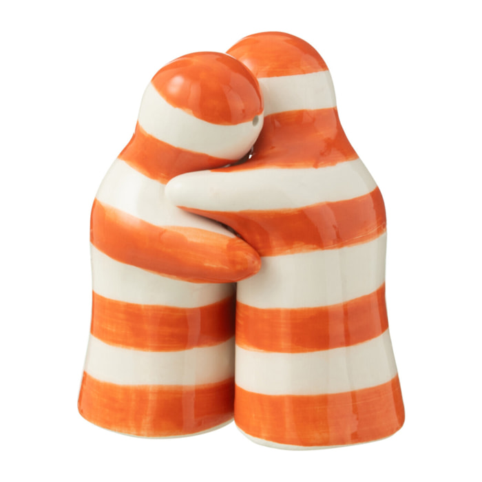 J-Line salière + poivrière Granada Stripes - céramique - blanc/orange