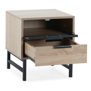 Mesita de noche Hera 1 puerta 1 cajón color madera