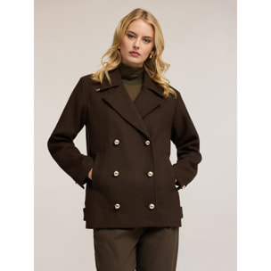 Motivi - Cappotto doppiopetto in panno misto lana - Marrone