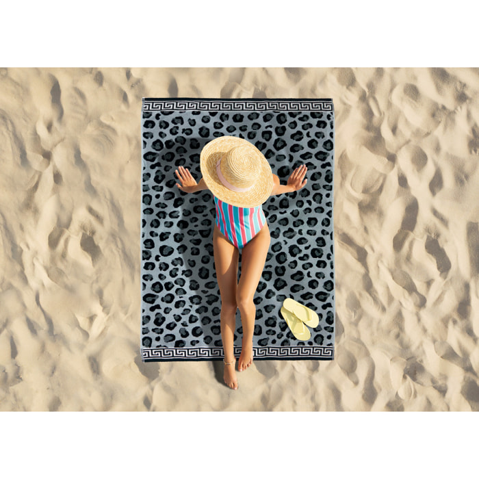 Telo Mare Jumbo Jacquard Disegno Cleopatra Grigio