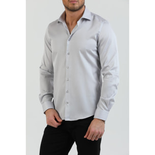 Camicia Uomo 1 Bottone Francese Slim Satin Unito Grigio