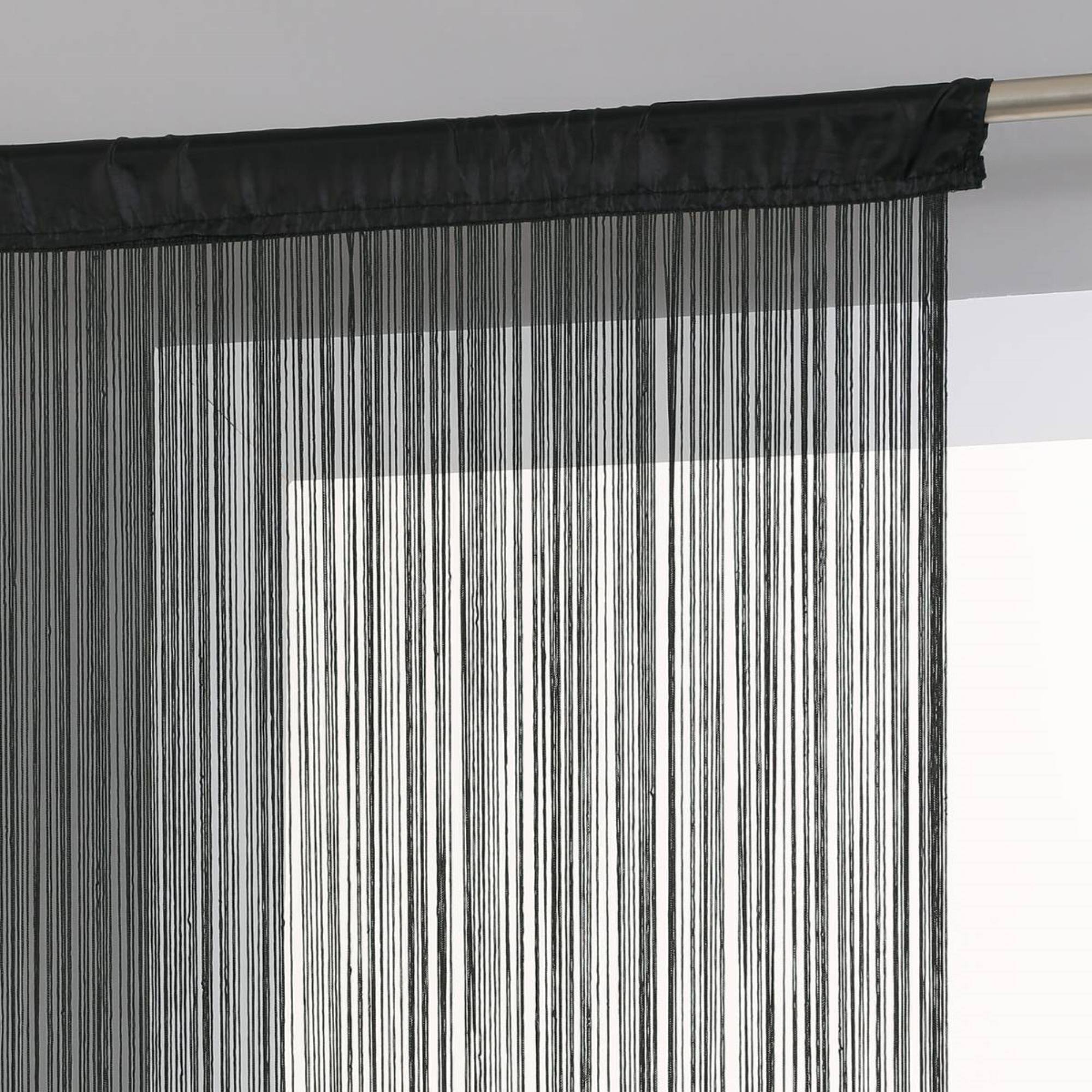 Cortina de Hilos 90x200cm en color Negro Ligera y Moderna