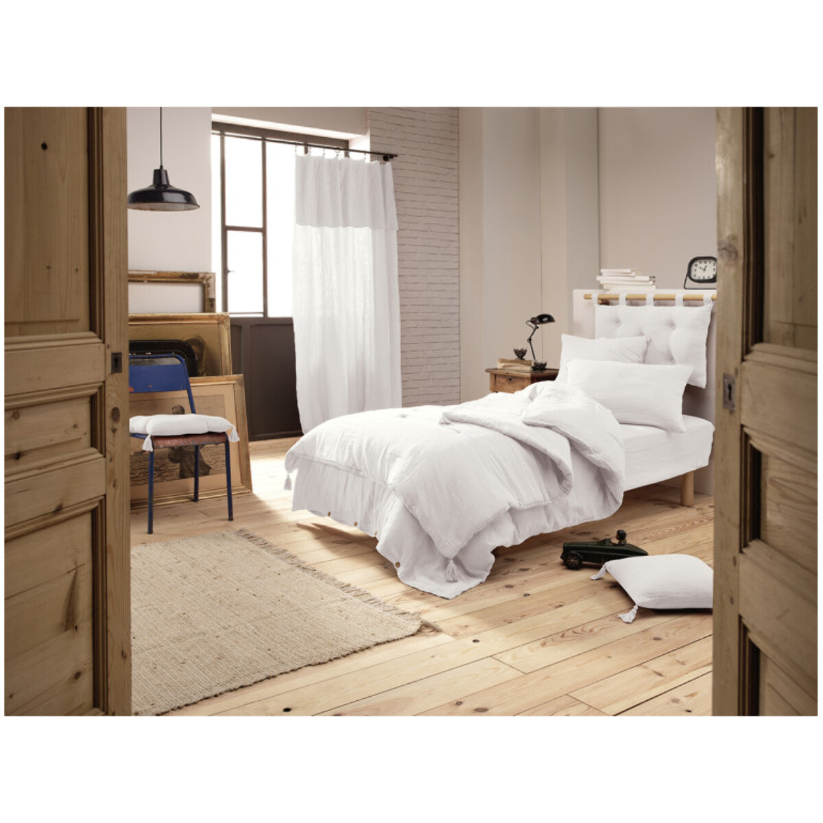 Drap housse 90x190 cm gaze de coton Bonnet 30 cm - GAIA