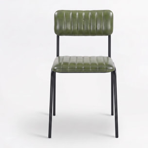 Lot de 2 chaises en cuir de buffle vert - Arsène