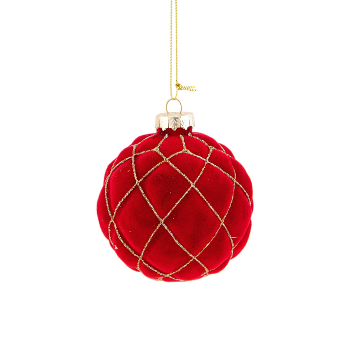 Sfera Velluto - Pezzi 6 - Colore Rosso - 8x8Hx8cm - Bianchi Dino