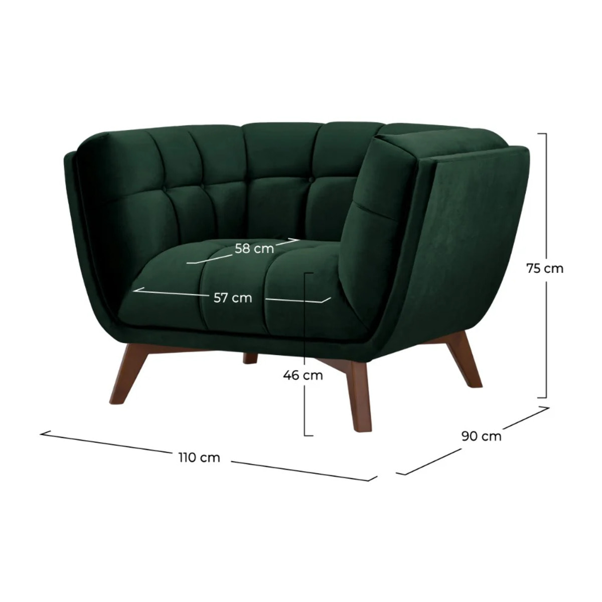 Fauteuil en velours vert foncé - Mona