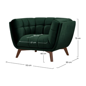 Fauteuil en velours vert foncé - Mona