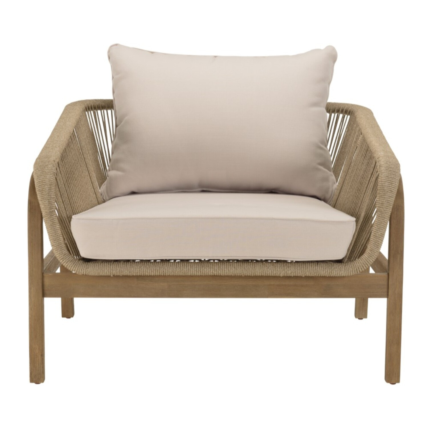 CELESTIN - Salon de jardin 5 places bois acacia/cordage synth. beige