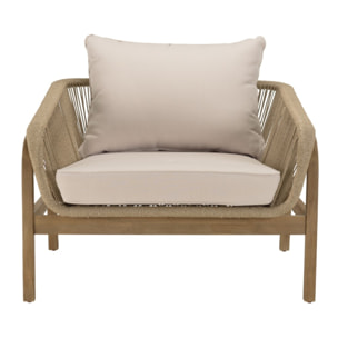 CELESTIN - Salon de jardin 5 places bois acacia/cordage synth. beige