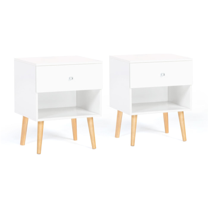 Table de chevet 1 tiroir Emmie - Bois - Blanc