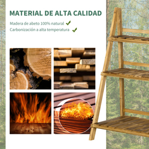 Soporte para Plantas de Madera de 3 Niveles Estantería para Plantas Plegable Soporte para Macetas para Interior y Exterior Terraza Jardín Balcón 80x37x93 cm Natural