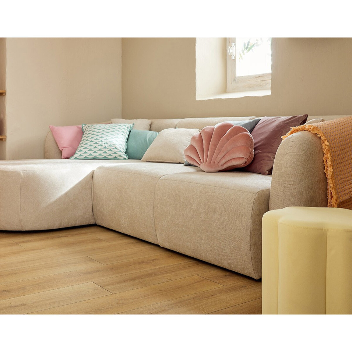 Ikare - module d'assise méridienne gauche - en tissu - Beige