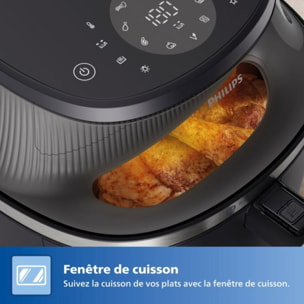 Airfryer PHILIPS NA332/00 Friteuse sans huile avec fenêtre de cuisson Noir/Doré, Série 3000 6.2L