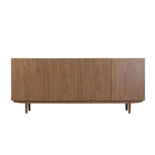 Buffet vintage finition bois foncé noyer 4 portes L180 cm SANAA