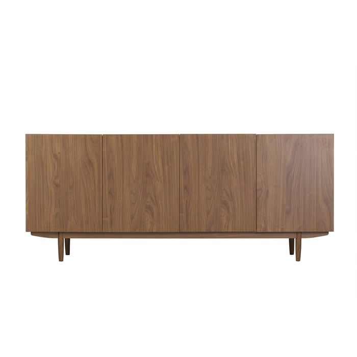 Buffet vintage finition bois foncé noyer 4 portes L180 cm SANAA