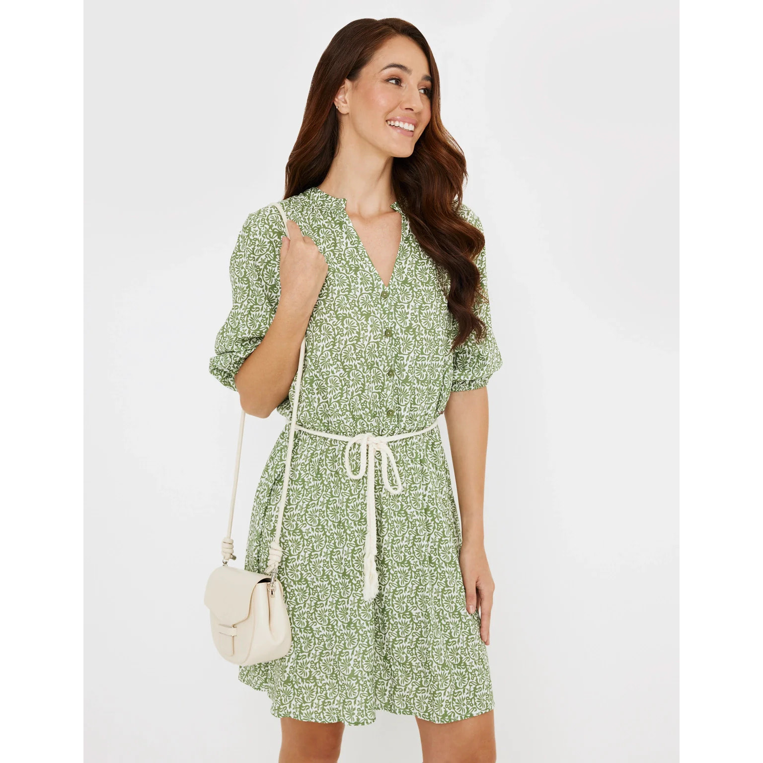 Vestido Corto Verde Estampado - Ony