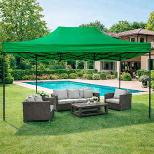 Gazebo Professionale 3x4.5 M Richiudibile Automatico In Acciaio E Telo Oxford 1200D PVC Impermeabile Anti UV Struttura a Fisarmonica con Sacche Verde