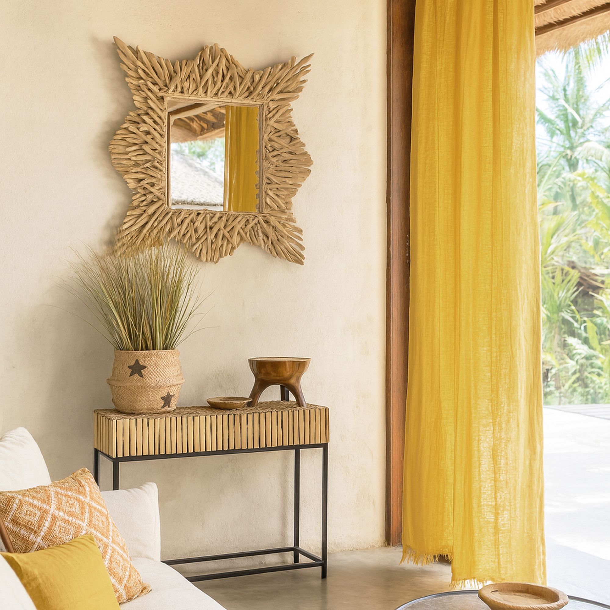 Miroir en branches de teck 80cm