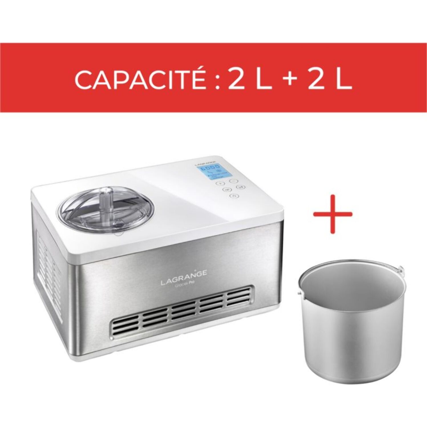 Turbine à glace LAGRANGE Glaces Pro 2L double cuve 419022