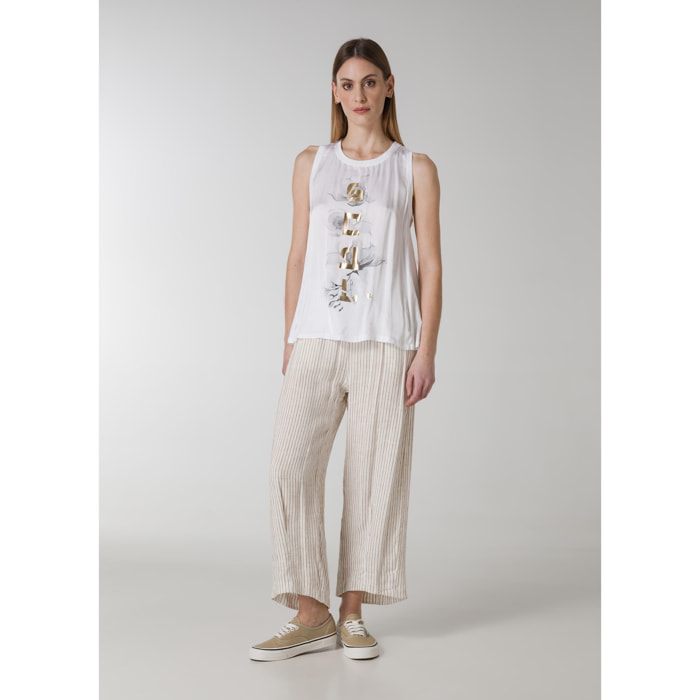 DEHA - Pantalone PINSTRIPED SLOUCHY PANTS in Lino per donna