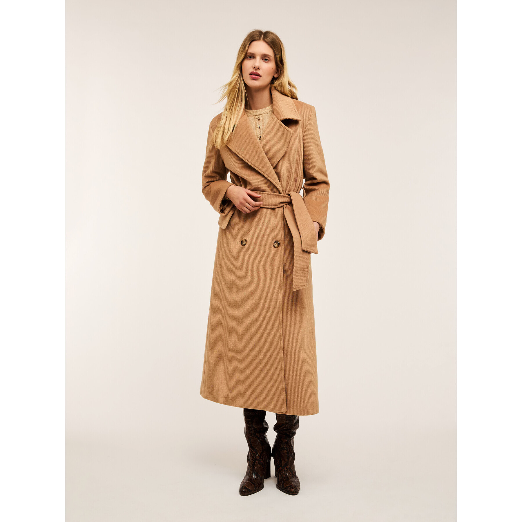 Motivi - Cappotto lungo doppiopetto - Beige