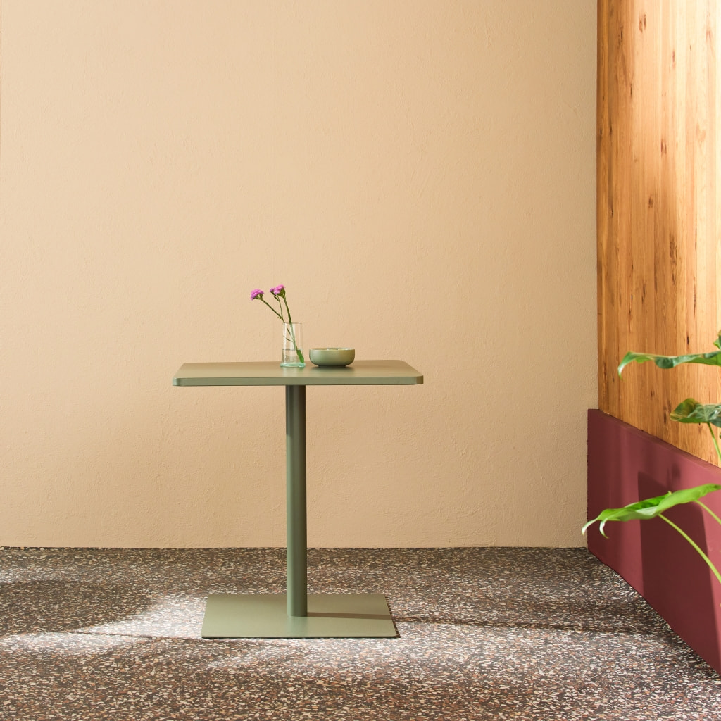 Table de jardin bistrot carré acier 2 places 70 cm intérieur/extérieur  OREA