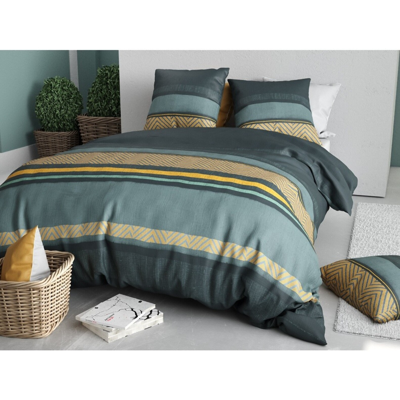 Parure housse de couette imprimée + 2 taies Astral