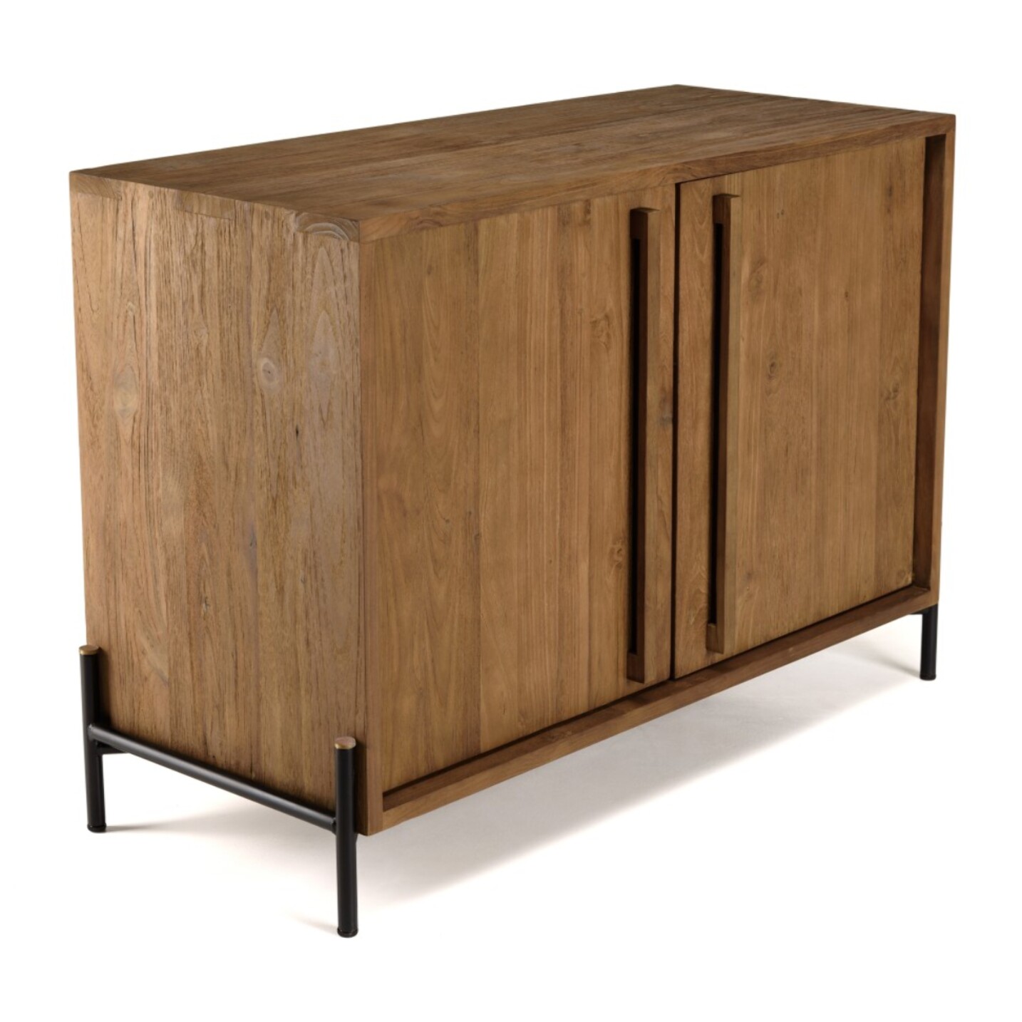 SIXTINE - Buffet 2 portes en bois de teck recyclé pieds en métal noir
