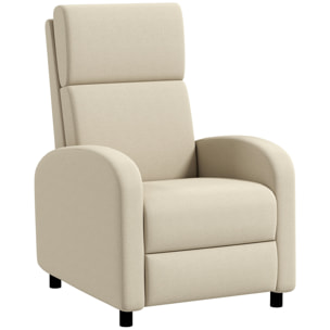 Fauteuil de relaxation inclinable réglable repose-pied tissu beige
