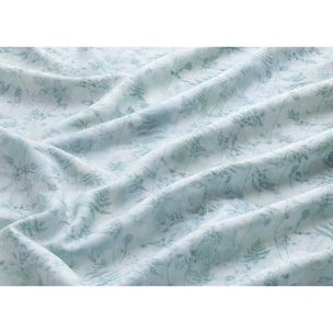 Parure Copripiumino 100% Cotone Made In Italy Fantasia Floreale Disegno Soffione Verde