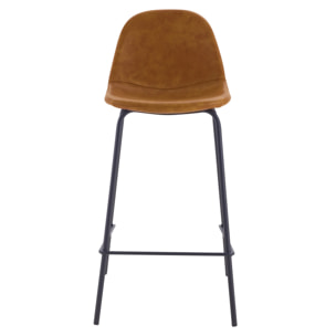 Lot de 2 chaises pour îlot central 65 cm en cuir synthétique camel - Henrik