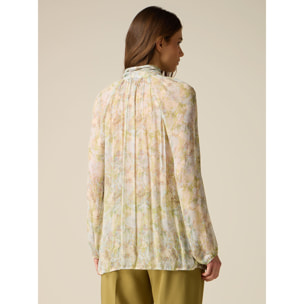 Oltre - Blusa de viscosa plisada con lazo - Light - blue