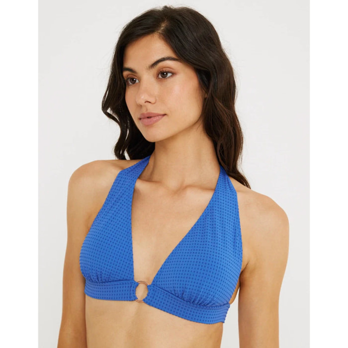 TOP BIKINI Top Bikini Multiposición Halter Azul - Den