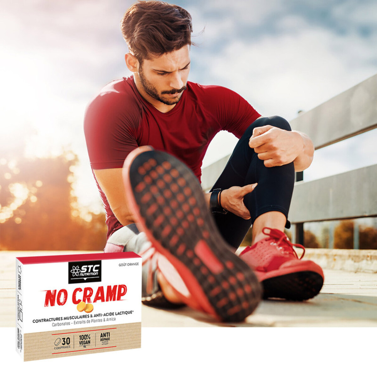 STC Nutrition - No Cramp - Ginseng, Quinquina, Magnésium & Vitamine B6 - Fonction Musculaire & Réduction de la Fatigue - Lot de 3 Boîtes de 30 Comprimés Goût Orange