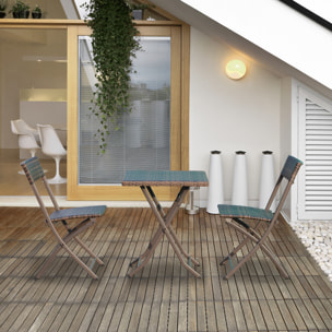 Ensemble meubles de jardin design table carré et chaises pliables résine tressée imitation rotin marron