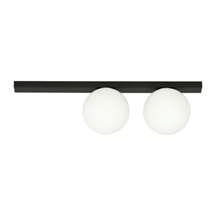Lampada a parete FIT in acciaio nero opaco e vetro opalino