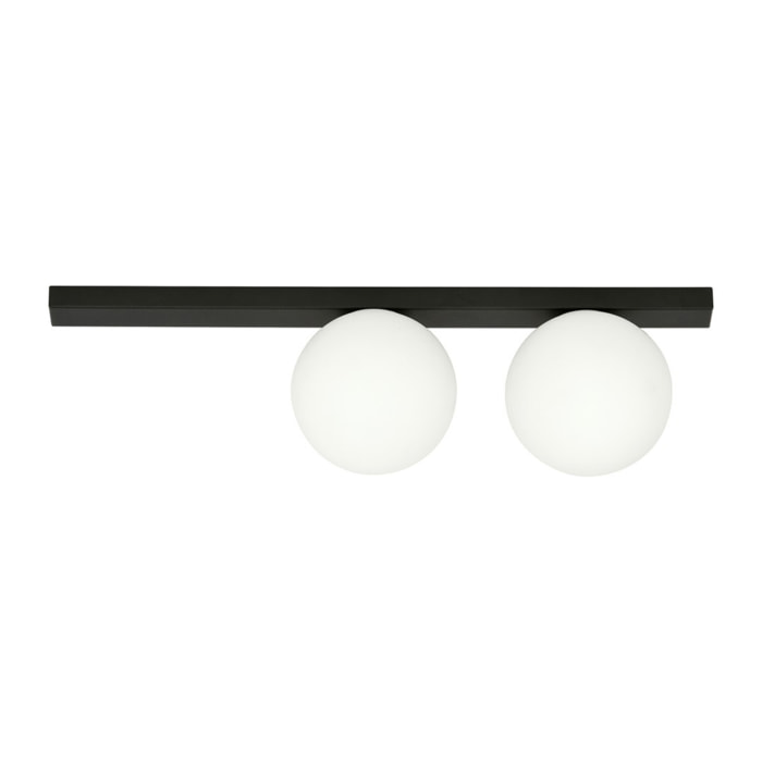 Lampada a parete FIT in acciaio nero opaco e vetro opalino