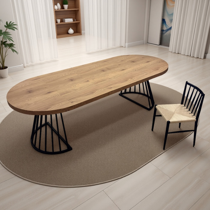 Table à manger ronde extensible Tomasucci FEAR, en MDF finition chêne, 110 × 110 × 76,5 cm