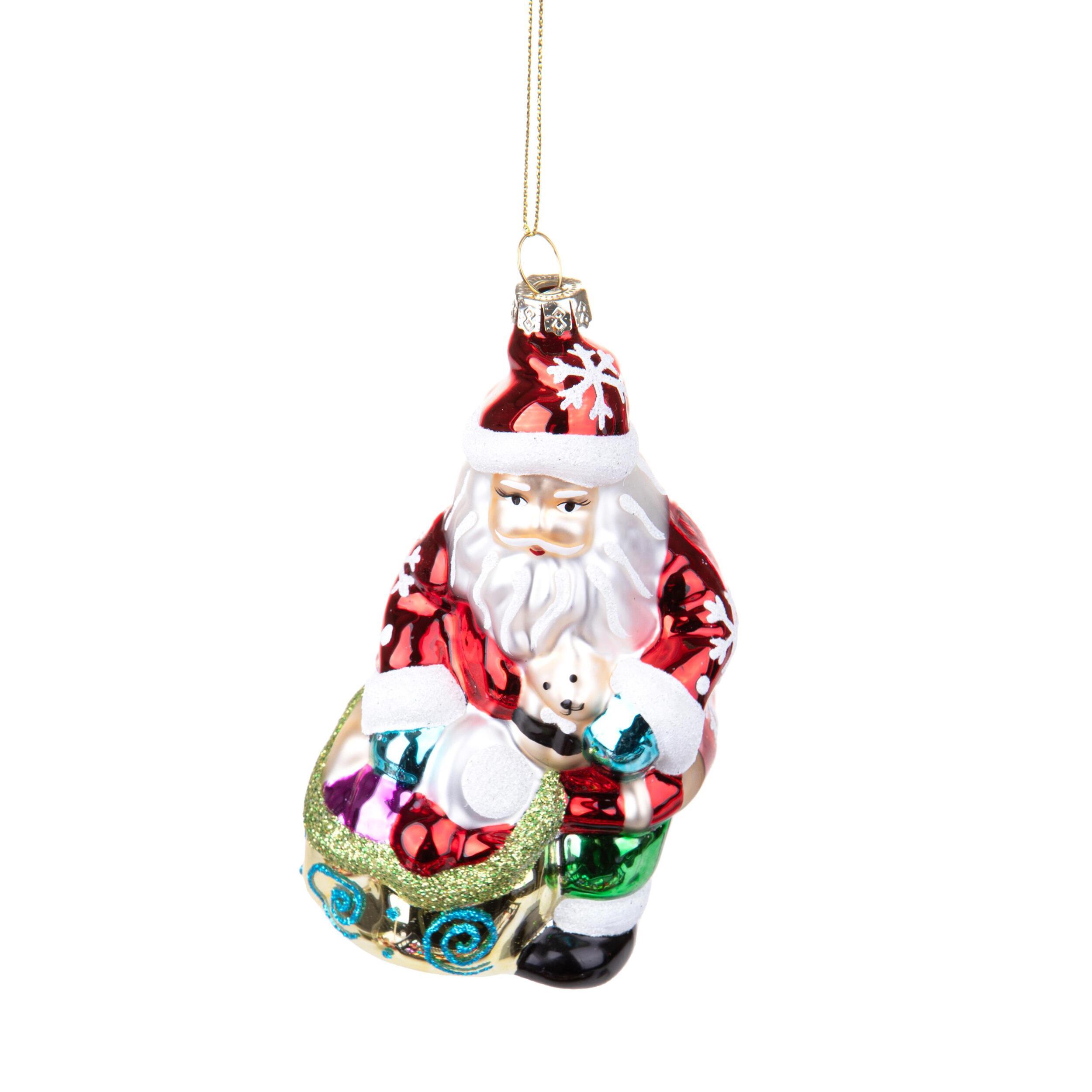 Decoro Babbo natale con sacco doni - Pezzi 6 - H 13 cm - Bianchi Dino - Articoli Natalizi -