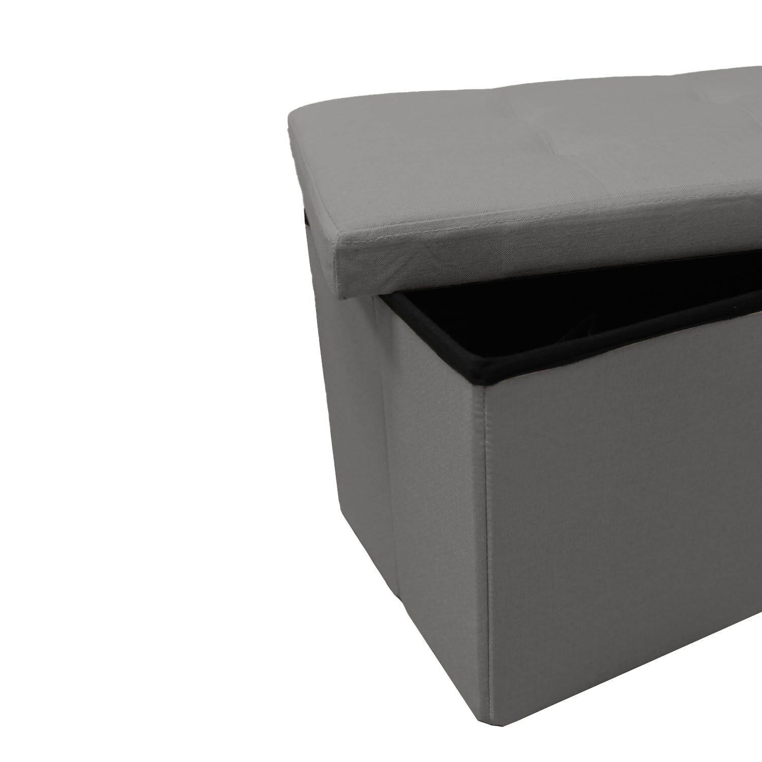 Pouf contenitore imbottito in tessuto con seduta lunga, panca multifunzione con spazio interno, ideale come poggiapiedi, seduta o contenitore, pratico e versatile per soggiorno, camera o ingresso, facile da pulire, dimensioni 76x34x34 cm