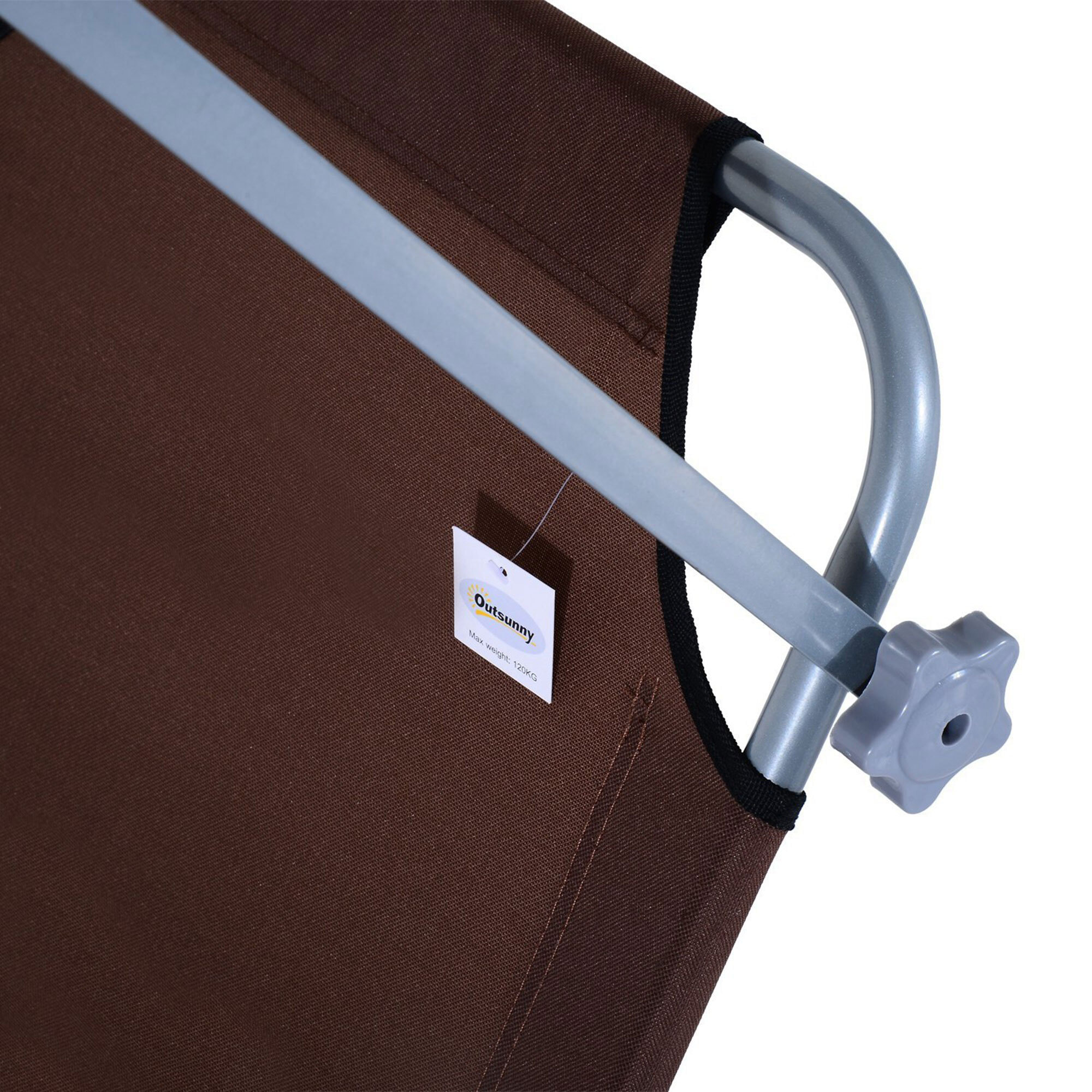 Conjunto de 2 Tumbonas Plegables Tumbonas de Jardín Reclinables con Toldo Desmontable Respaldo Ajustable en 5 Niveles para Terraza Piscina 187x58x36 cm Marrón