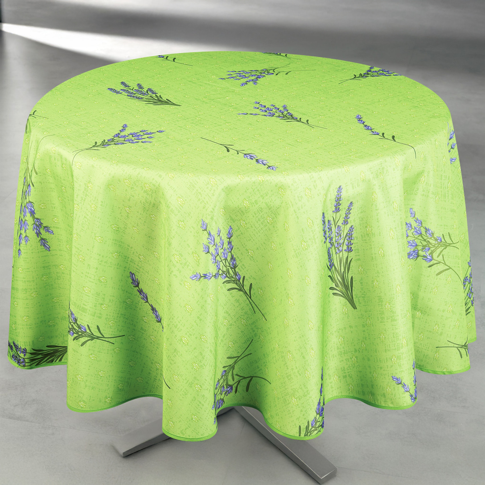 Nappe anti-tâche ronde motif lavande - Vert