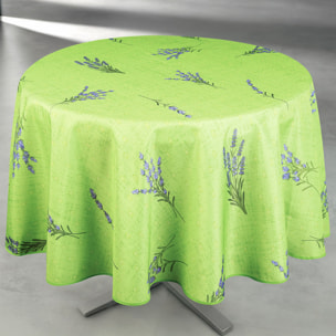 Nappe anti-tâche ronde motif lavande - Vert