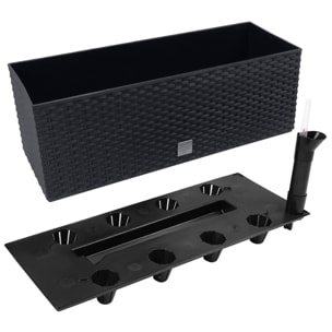 Juego macetas rato: macetero 64 litros y jardinera rectangular 17 litros color antracita